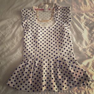 Anthropologie Polka Dot Peplum Top